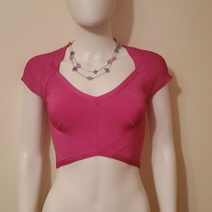 Bebe hot pink tight-fit crop top